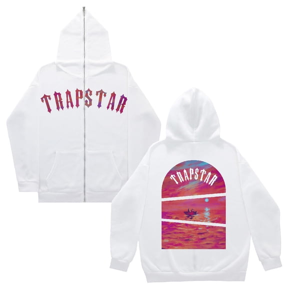 Womens Tops Trapstar Hoodies for Women Long Sleeve Graphic Sweatshirts Loose Trapstar Street Hip-hop Pullover Sweatshirts Womens Shirts(Pink, M)