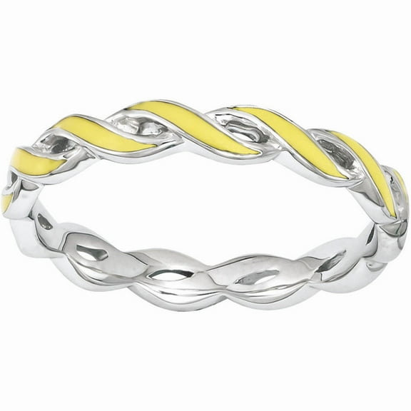 Sterling Silver Yellow Enamel Ring