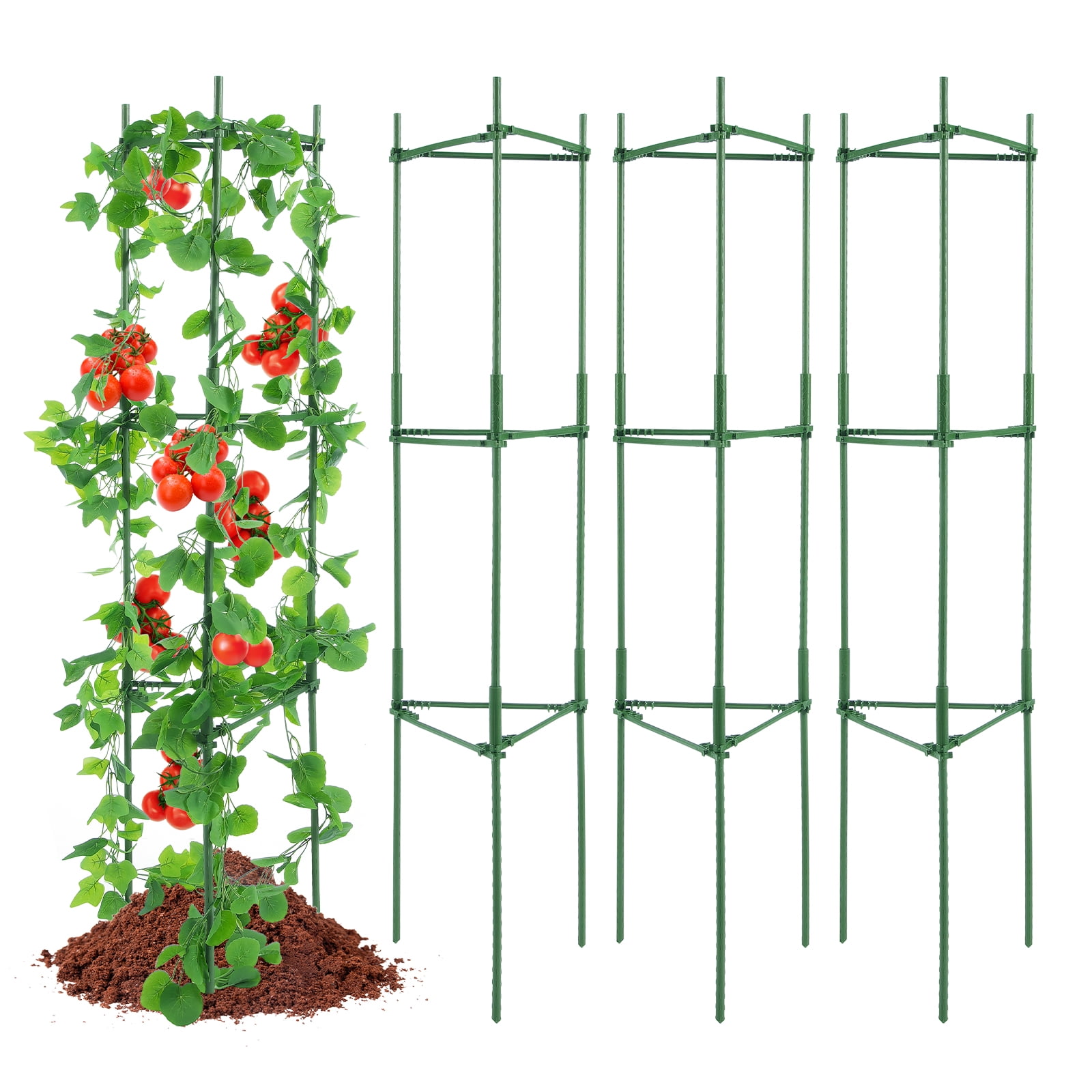 6 Pack Heavy Duty Tomato Cages – 48-Inch Tall Plant Stakes With Rust-Resistant Coating
