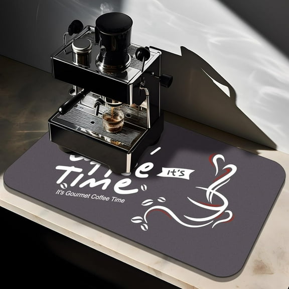 Coffee Mat - Coffee Bar Mat for Countertop, Anti-Slip Hide Stains Dish Drying Mat for Kitchen, Suitable for Espresso Machine, Dish Rack, Coffee Bar Accessories, 16"x24" (Gray)