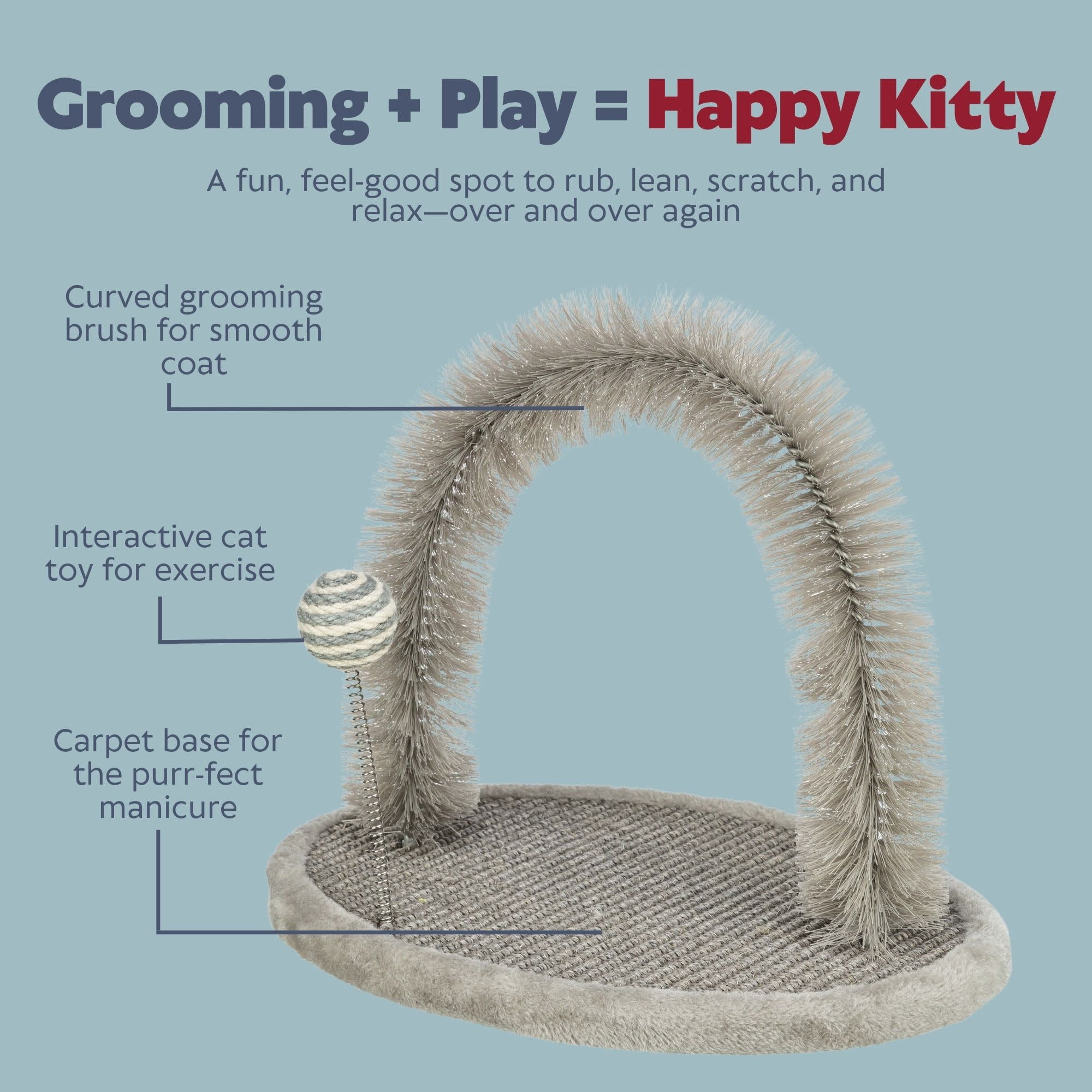 TRIXIE Scratching Plate with Brush Cat Scratcher & Self Groomer, Supports Healthy Claws and Coat