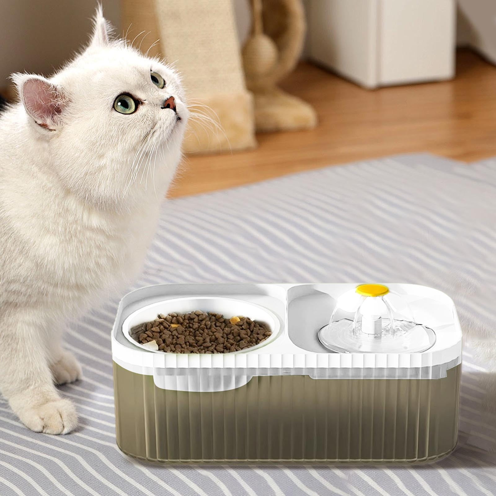 Cat Water Fountain and Food Bowl,Automatic Pet Water Dispenser, Ultra Quiet Pet Water Dispenser,Automatic Flower Fountain & Bowl for Cats, Dogs, Multiple Pets