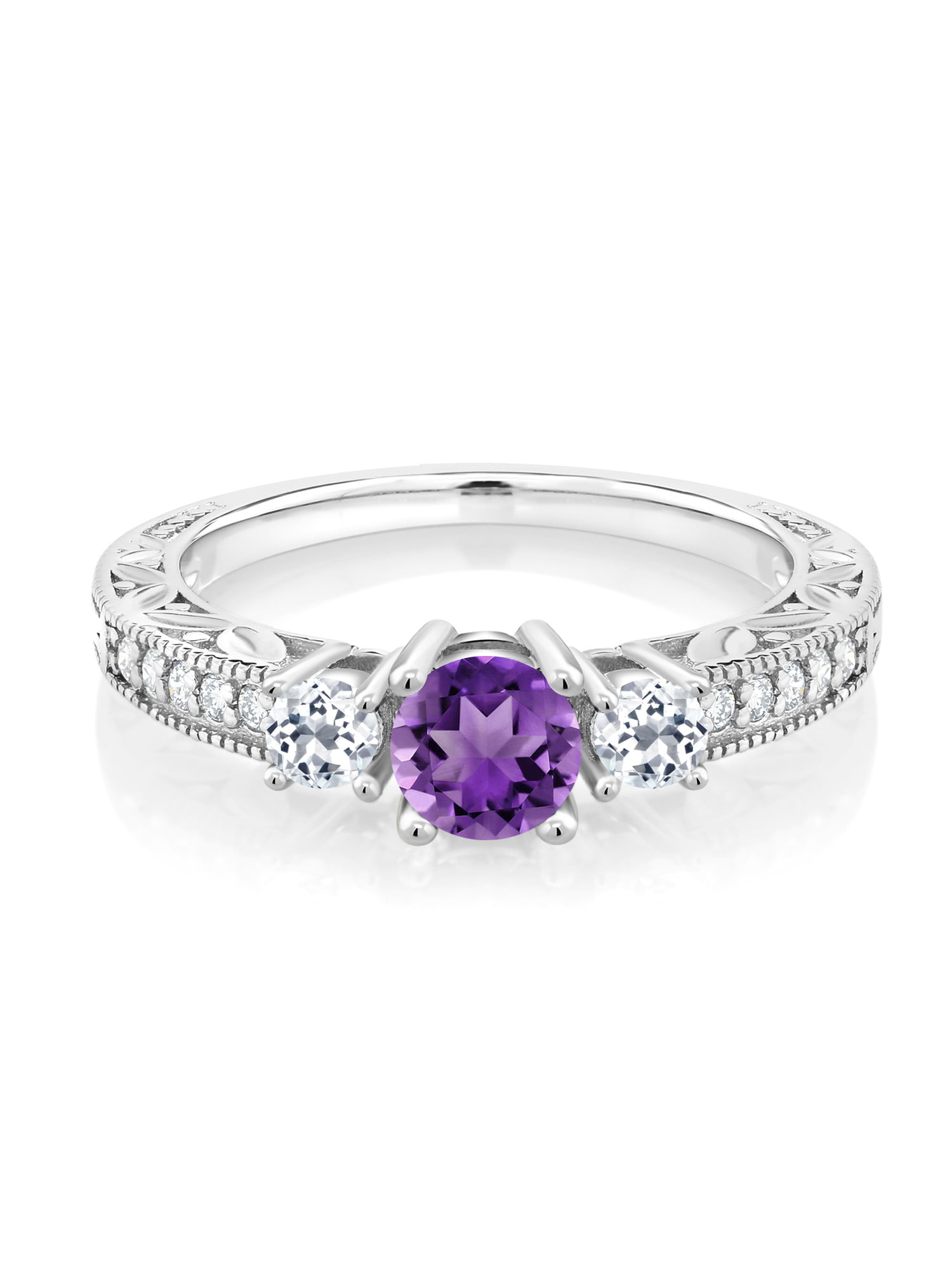 9 8 Natural 2ct Purple Amethyst 925 Sterling Silver Engagement Ring Size 6 