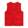 thumbnail image 2 of Zylarhe Men's Fishing Vest Outdoor Field Emergency Pocket Jacket for Adventure Work Red XL, 2 of 4