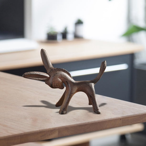 Estatuilla de animal de burro Macarena escultura de hierro fundido adorno artesanal rústico