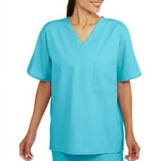 Unisex Short Sleeve V Neck Scrub Top with Pocket