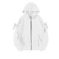 thumbnail image 4 of Ashirexll Zip Up Hoodie Women, Winter Tops for Women, Daily Bow Detail Off Shoulder Long Sleeve Pullover, 4 of 4