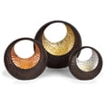 thumbnail image 1 of DanyaB SN521 Basket Shape Tea Light Holder Set With Gold, Silver and Copper Leaf, 1 of 1