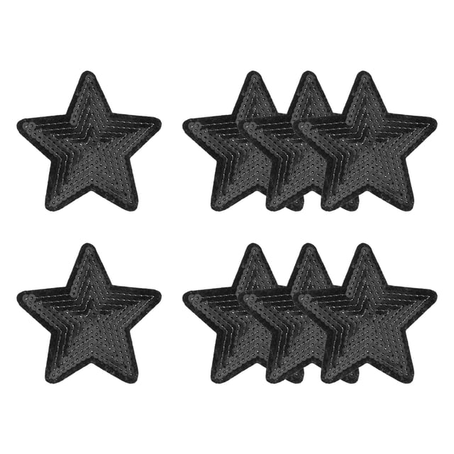 Parches de Lentejuelas en Forma de Estrella Uxcell para Planchar, Parches Bordados para Ropa y Accesorios Negros 3.5"x3.5"