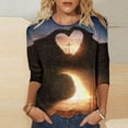 thumbnail image 3 of T-shirt à Manches 7 pour Femmes, Col Rond Imprimé, Chandail de Pâques, 3 of 5
