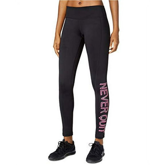Ideology Womens Graphic Pull On Athletic Leggings Black