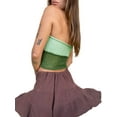 thumbnail image 4 of Gupgi Women Halter Crochet Tops, Sleeveless Knit Tank Tops Contrast Color Slim Fit Ruched Vest, 4 of 6