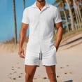 thumbnail image 2 of Hinvhai Men's 2 Piece Short Set Cuban Guayabera Shirts Short Sleeve Casual Beach Outfits Set White XL(XL), 2 of 8