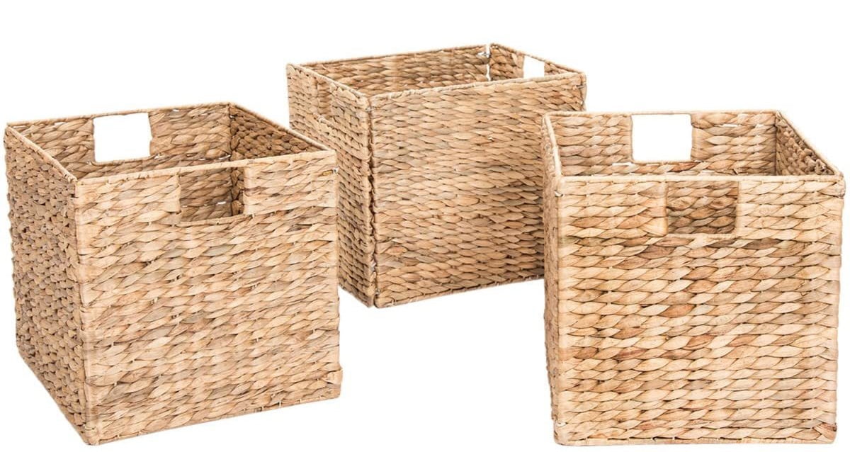 3 Decorative Hand Woven Small Water, Cube Storage Baskets Wicker