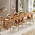 thumbnail image 5 of Tribesigns Modern Dining Table for 6 to 8 People, 71" Large Kitchen Dining Table with Wood Pedestal Base, Rectangular Long Dinner Table for Kitchen, Dining Room, Living Room, Rustic Brown, 5 of 7