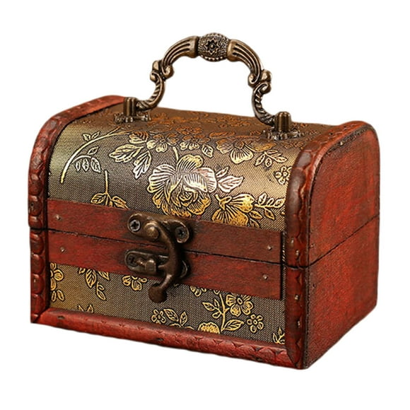 1Set Memory Keepsake Box Wood Vintage Trinket Storage for Women