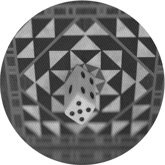 Ahgly Company Indoor Round Patterned Dark Gray Black Area Rugs, 5' Round