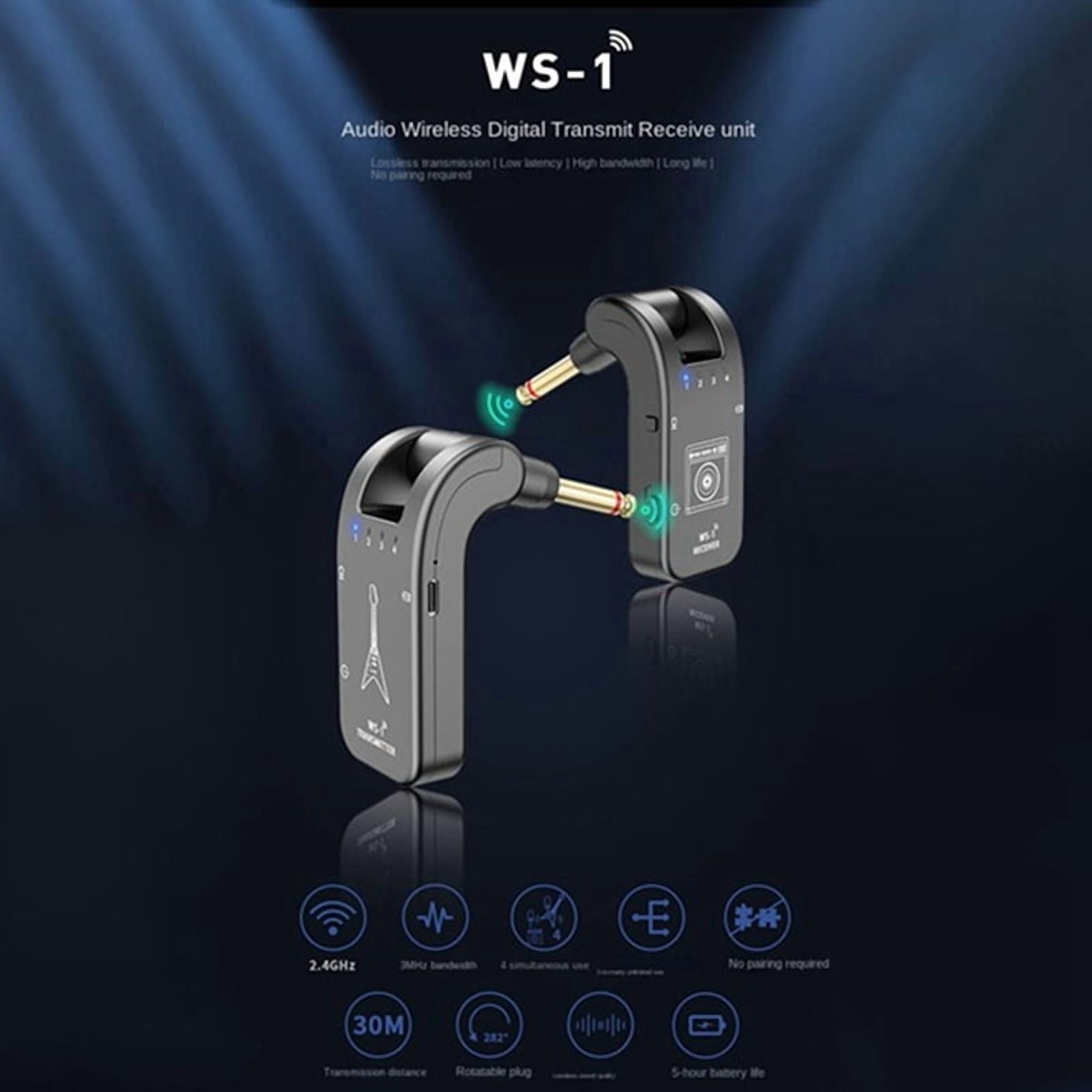 2.4G Wireless Guitar Transmitter Receiver Guitar System 48K/24bit Real-Time Transmission Rotatable Plug for Guitars