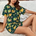 thumbnail image 4 of Xecao Snails And Butterfies Pattern Women's Short Sleeve Pajama Set Soft Sleepwear Lounge Set with Button Front Top and Drawstring Shorts with Pockets-4X-Large, 4 of 6