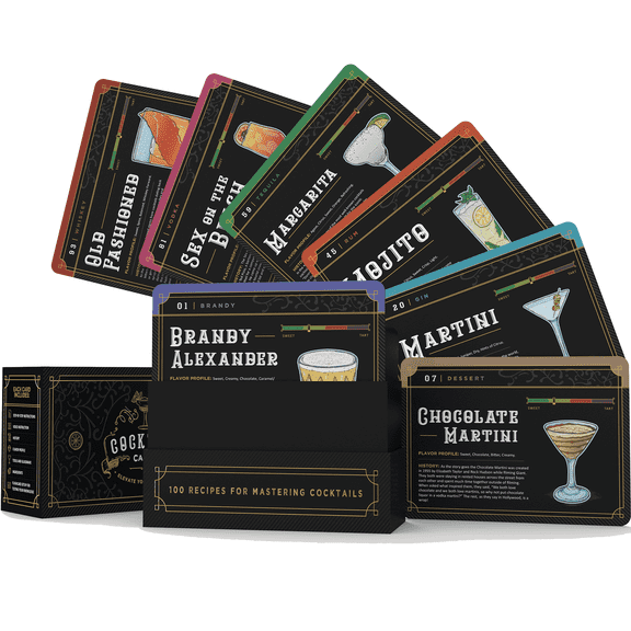 Cocktail Cards - 100 Interactive Cocktail Recipe Cards to Master Drinks at Home