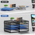 thumbnail image 4 of 8 Compartments Paper Organizer for Desk, Mesh Literature Organizer, Mail File Sorter Tray with Handle, Desktop Mailbox for Office Classroom Home, Black, 4 of 11