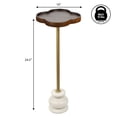 thumbnail image 4 of JONATHAN Y Colby 24.5" Classic Cottage Wood/Metal Drink Table and Decorative End Table with Quatrefoil Top and White Marble Base, Dark Brown/Gold, END3000B, 4 of 5