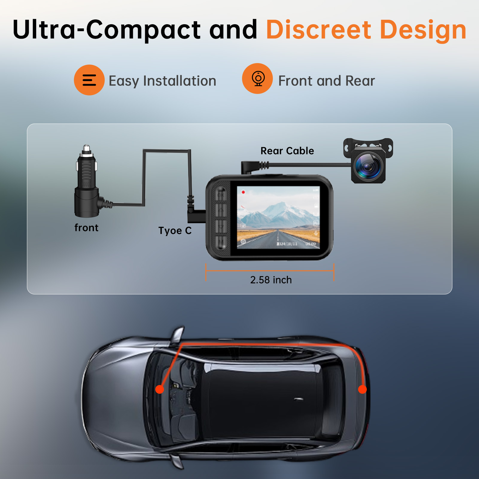 Artsic 2.5K Dual Dash Cam Front and Rear with 32GB Card photo 3