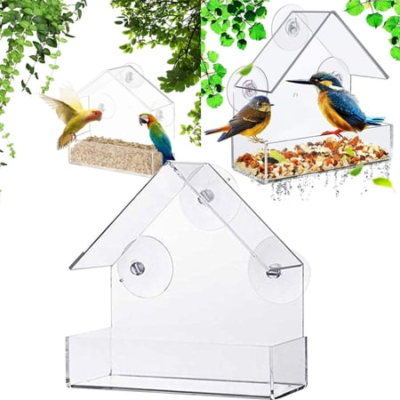 Suction Cup Bird Feeder Close Watching Feeding Vessel Garden Yard Bird Supply Easy Fill Cleaning Design Outdoor Aviary Accessory Courtyard Wild Bird Attracting Gear ,White - 15Cm