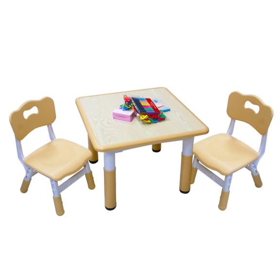 Bibana Kids Table and 2 Chairs Set with Graffiti Desktop, Toddler Furniture Set, Non-Slip Table Children Study Desk, Dining Table, Height Adjustable Desk, Painting Desktop for Kids