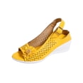 thumbnail image 2 of Womens Shoes Womens Sandals Comfortable Women's Fashion Casual Spring And Summer Comfortable Solid Color Open Toe Thick Bottom Wedge Heel Sandals Yellow 43, 2 of 9