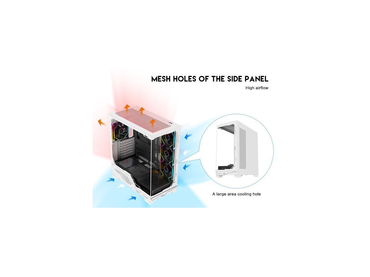 DIYPC IDX2-Ultra-ARGB Black Dual USB3.0/ 1 x Type C Tempered Glass ATX Gaming Computer Case w/ Dual Tempered Glass Panel and 3 x ARGB PWM Fans (Pre-Installed)