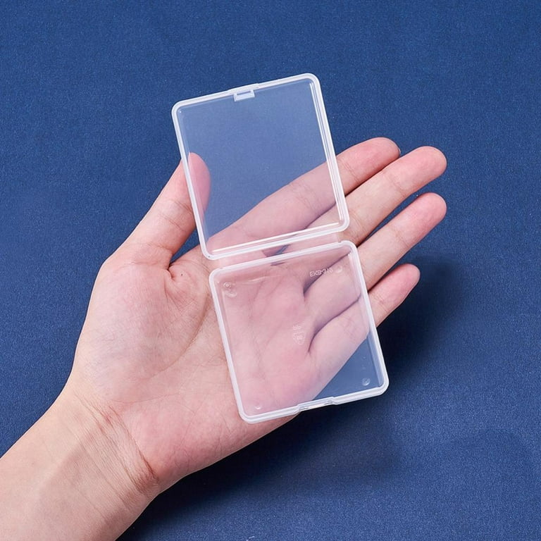 Fule 5 Pcs Clear Plastic Storage Containers Small Rectangle Bead Storage Box  Case with Hinged Lid for ID Card, Business Card, Jewelry, Pills, and Other  Small Items 