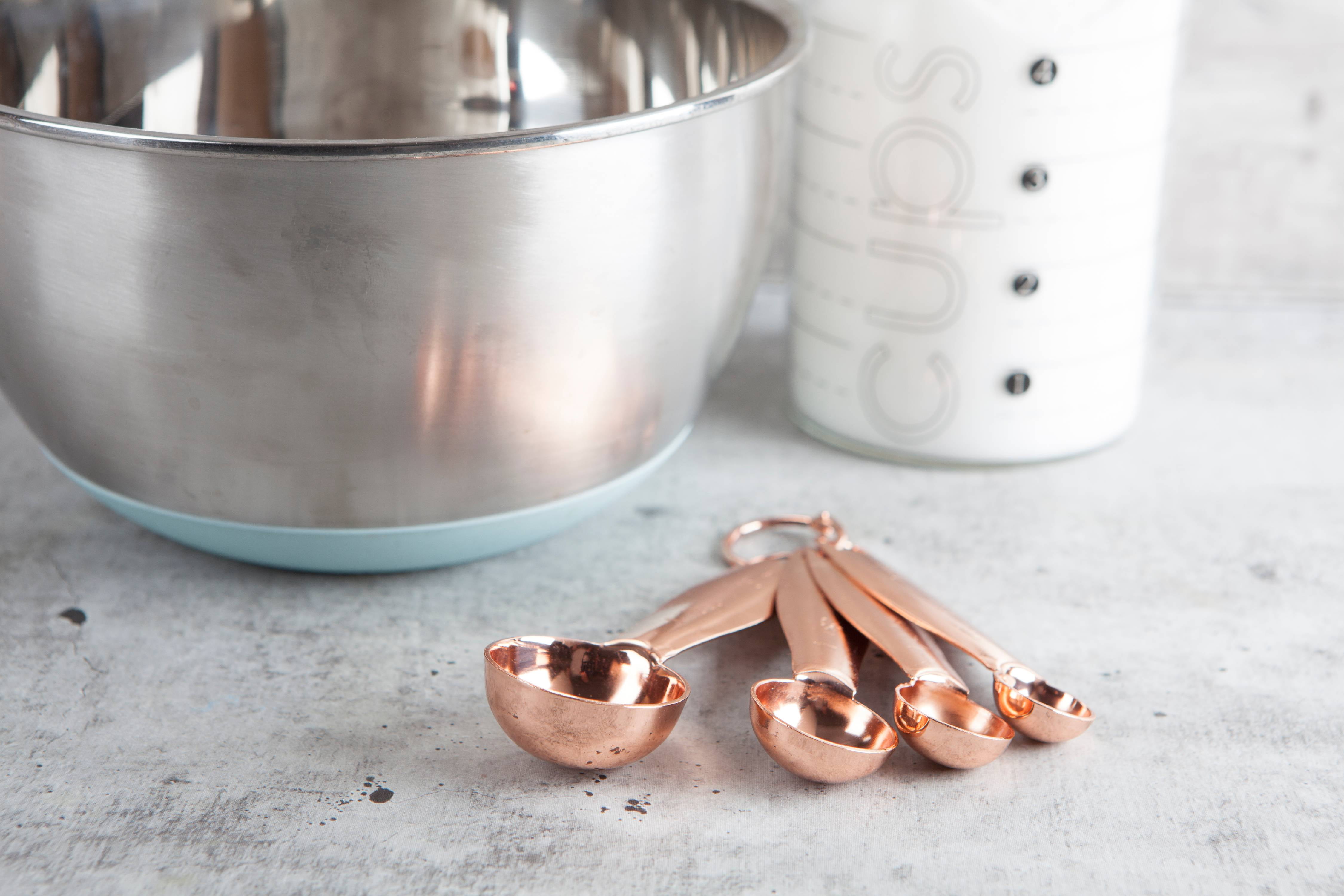 THYME & TABLE Copper Plated Stainless Steel Measuring Spoons, 4 Piece