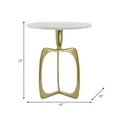 thumbnail image 5 of Modern End Table with Marble Top for Bedside or Living Room Decor - Sculptural Aluminum Base Side Table for Small Spaces - Decoarative Compact Accent Table for Home Display - 23", Gold & Metallic, 5 of 12