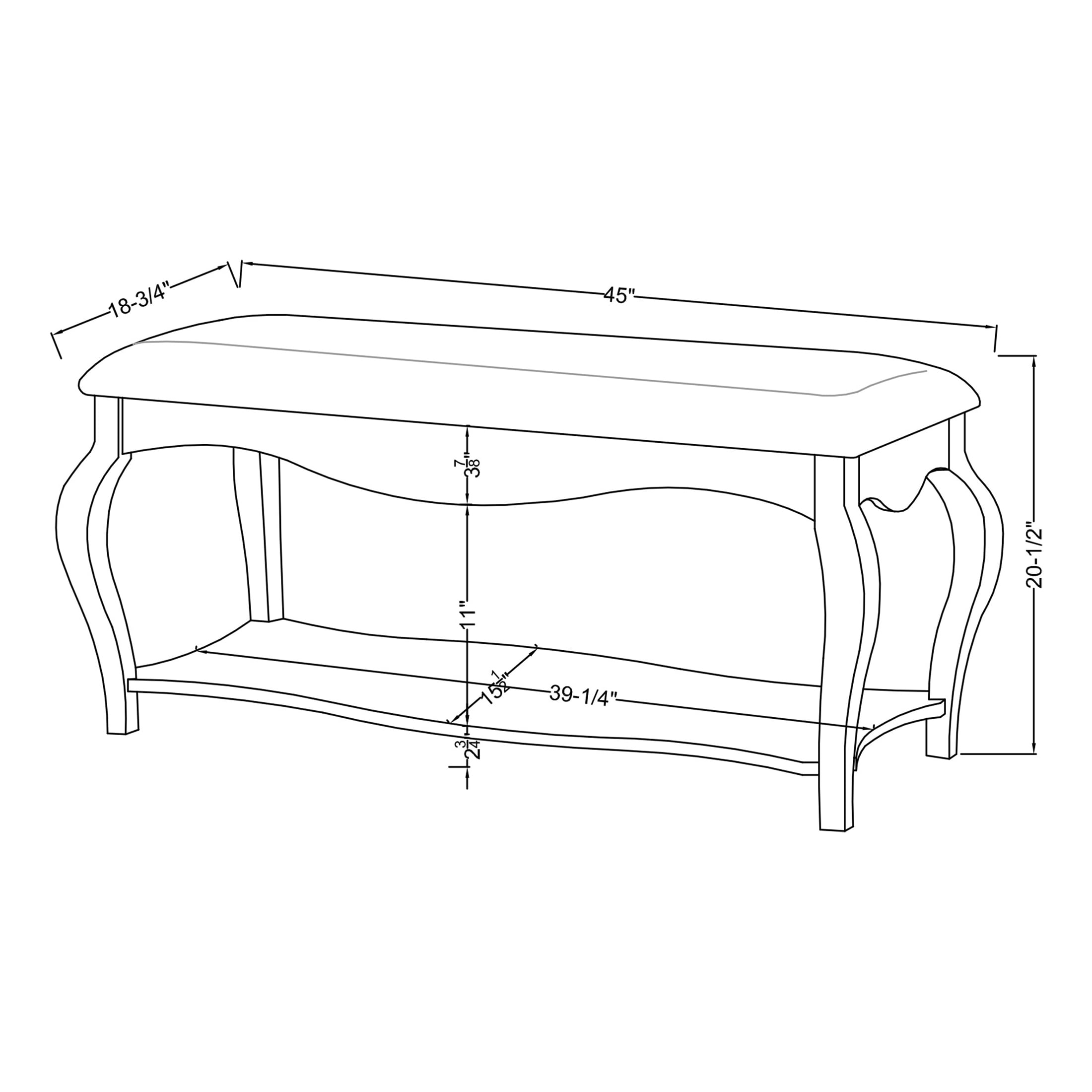 Furniture of America Cailene Padded Storage Bench, Tobacco Oak