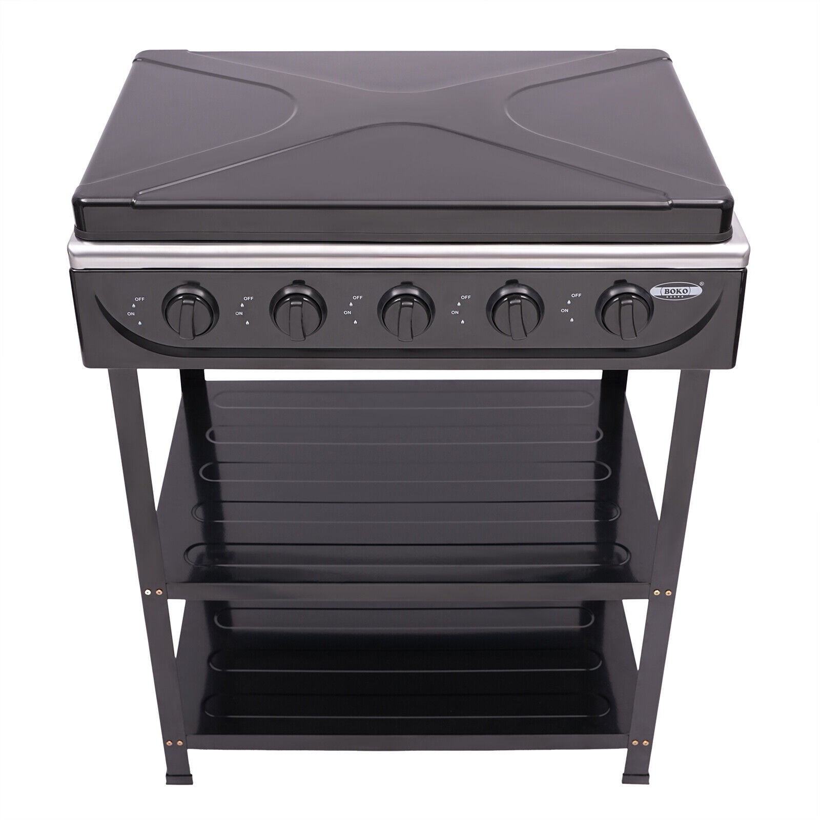 Natural Gas Stove with 5 Burners, Black Natural Gas Stove, Portable Natural Gas Stove For Stir-frying, Cooking Pasta, Boiling Soup