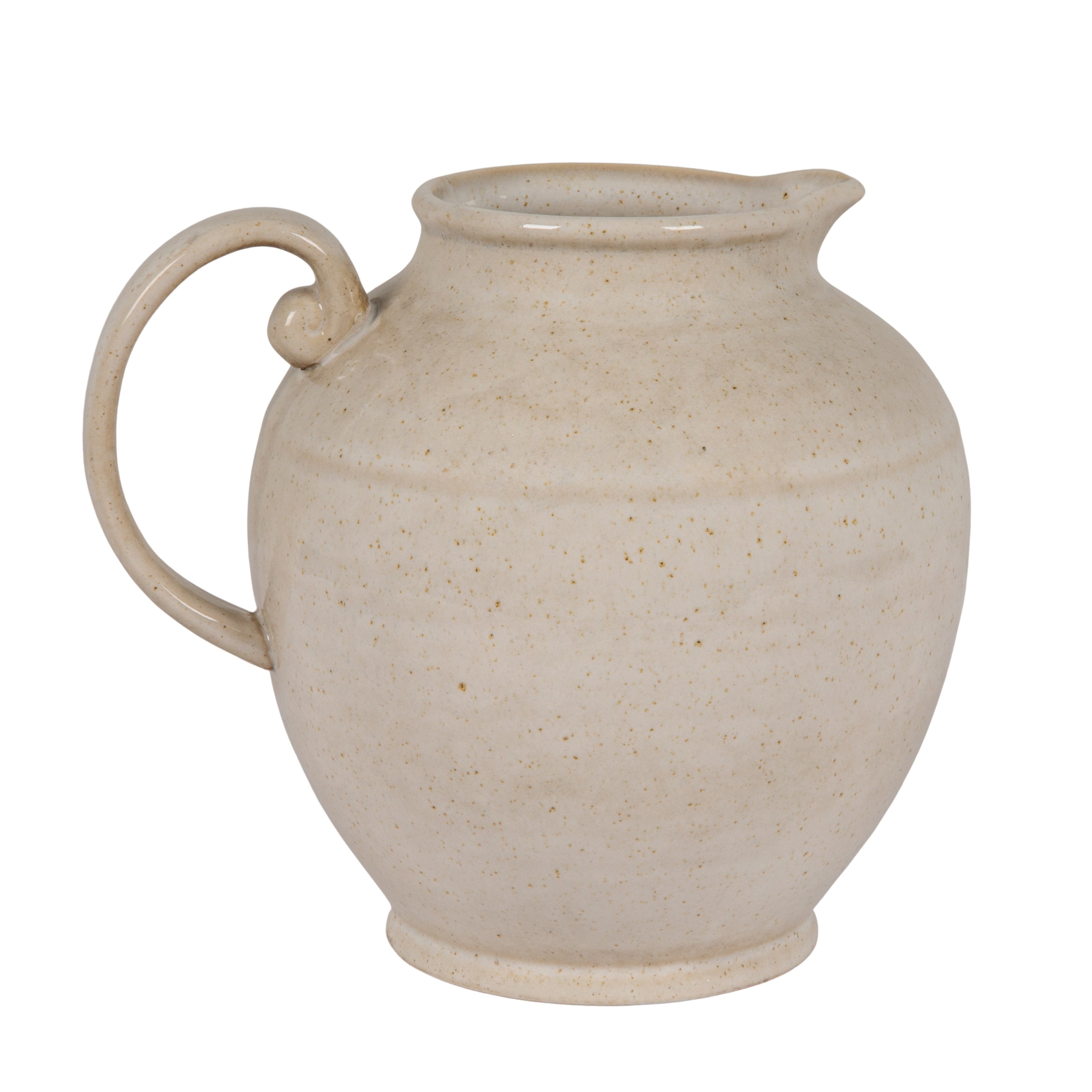 Creative Co-Op Stoneware Pitcher with Reactive Glaze, Cream