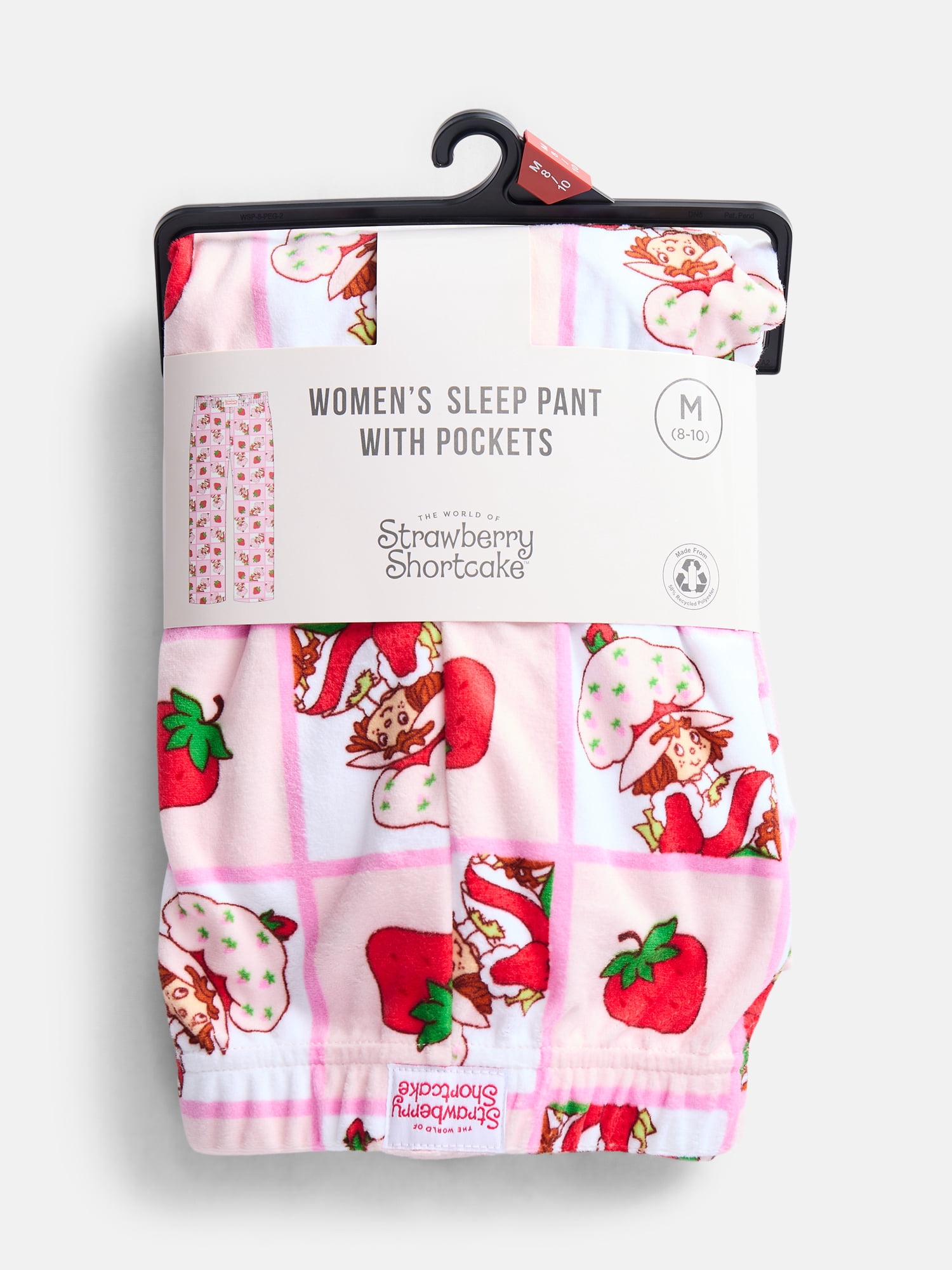 Strawberry Shortcake Women’s Wide Leg Velour Sleep Pants, Sizes XS-3X
