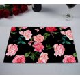 thumbnail image 2 of PKQWTM blooming red pink roses camellias peonies butterflies Kitchen Dining Table Mats Placemats Size 12x18 Inches, Set of 2 Pieces, 2 of 2