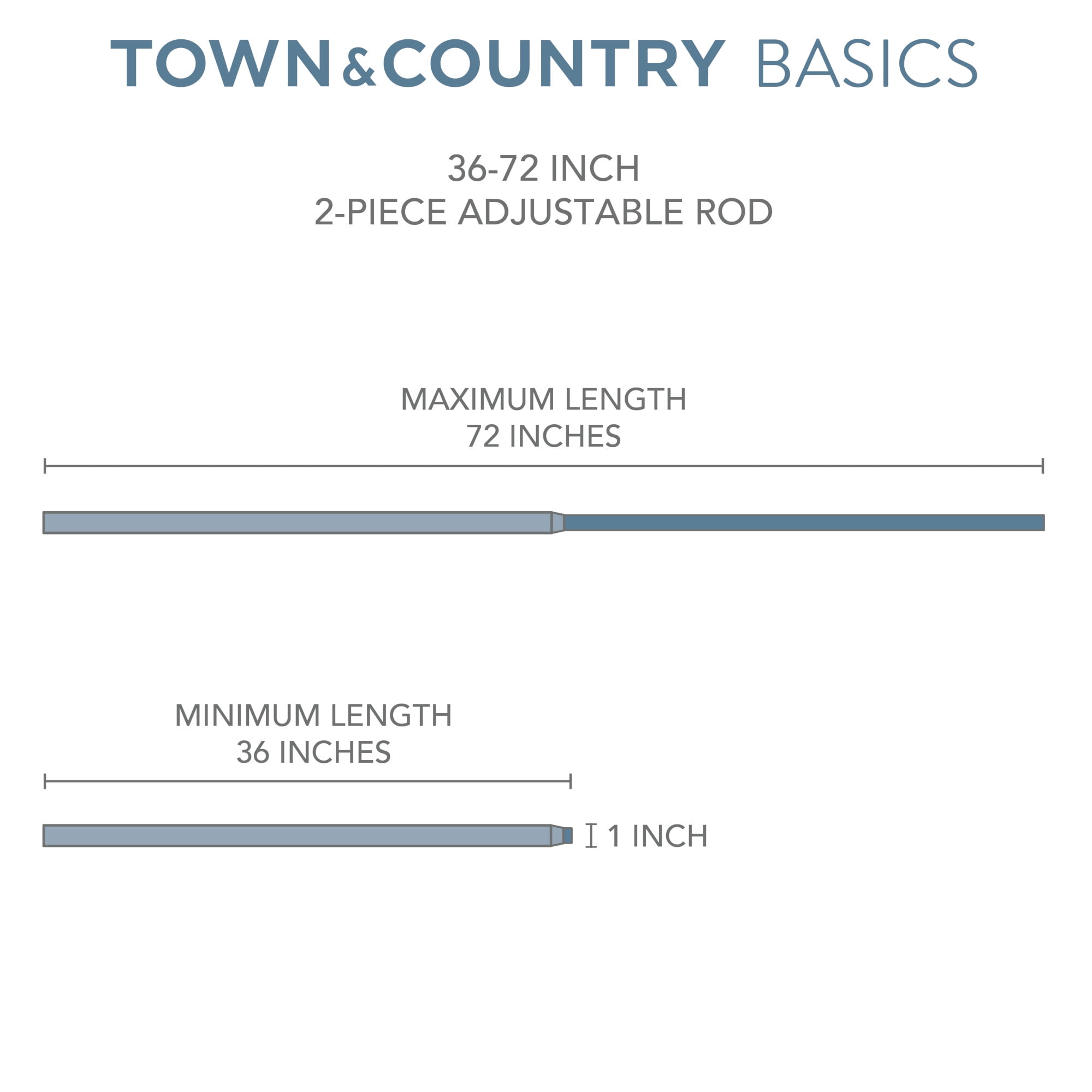 TOWN & COUNTRY BASICS Modern Sphere Single Indoor Curtain Rod and Finial Set, Easy Install Wall Mount, Matte Black, Adjustable 36”-72”
