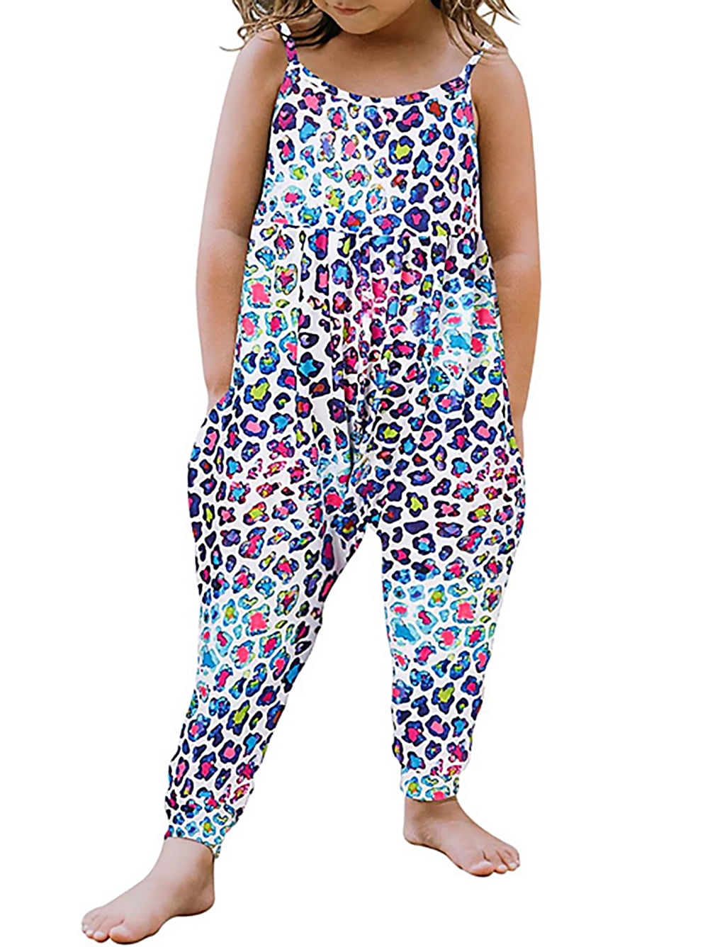 Maxcozy Baby Girl Jumpsuits Kids Strap Romper Jumpsuit Harem Pants with