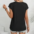 thumbnail image 4 of cfhntfmh Women Lounge Tops Baggy Short Sleeve Crewneck Tops Ribbed Summer Beach Comfy Solid Color Basic T-Shirts, 4 of 4