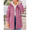 thumbnail image 4 of Chaqueta con Cremallera y Bolsillos para Mujer, Sudadera Larga Extragrande con Capucha, Abrigo Afelpado y Cálido. Rosa L, 4 of 7