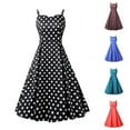 thumbnail image 3 of XFLWAM Women's Vintage Sleeveless Vintage Polka Dot Dress Summer Cute A Line Flowy Swing Rockabilly Dress 1950s Cocktail Swing Dress, 3 of 3