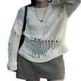 thumbnail image 4 of Women Punk Gothic Oversized Sweaters Spring Winter Hollow Out Tops Grunge Clothes y2k Knitted Pullovers, 4 of 6