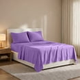 thumbnail image 3 of Lux Decor Collection Full Size Bed Sheets - 4 Piece Set - High GSM Brushed Microfiber - Fits up to 16 Inches Deep Pocket - Full, Purple, 3 of 10