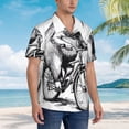 thumbnail image 5 of Balery Capybara Riding Bicycle Print Men's Hawaiian Shirts Short Sleeve Beach Shirt Relaxed Fit Vacation Button Down Shirts-Large, 5 of 9