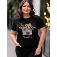 thumbnail image 4 of Women's T-Shirt,Short Sleeve Tee Shirts Casual Tops Spring Flower Camera Smile Crewneck T Shirt for Women, 4 of 8