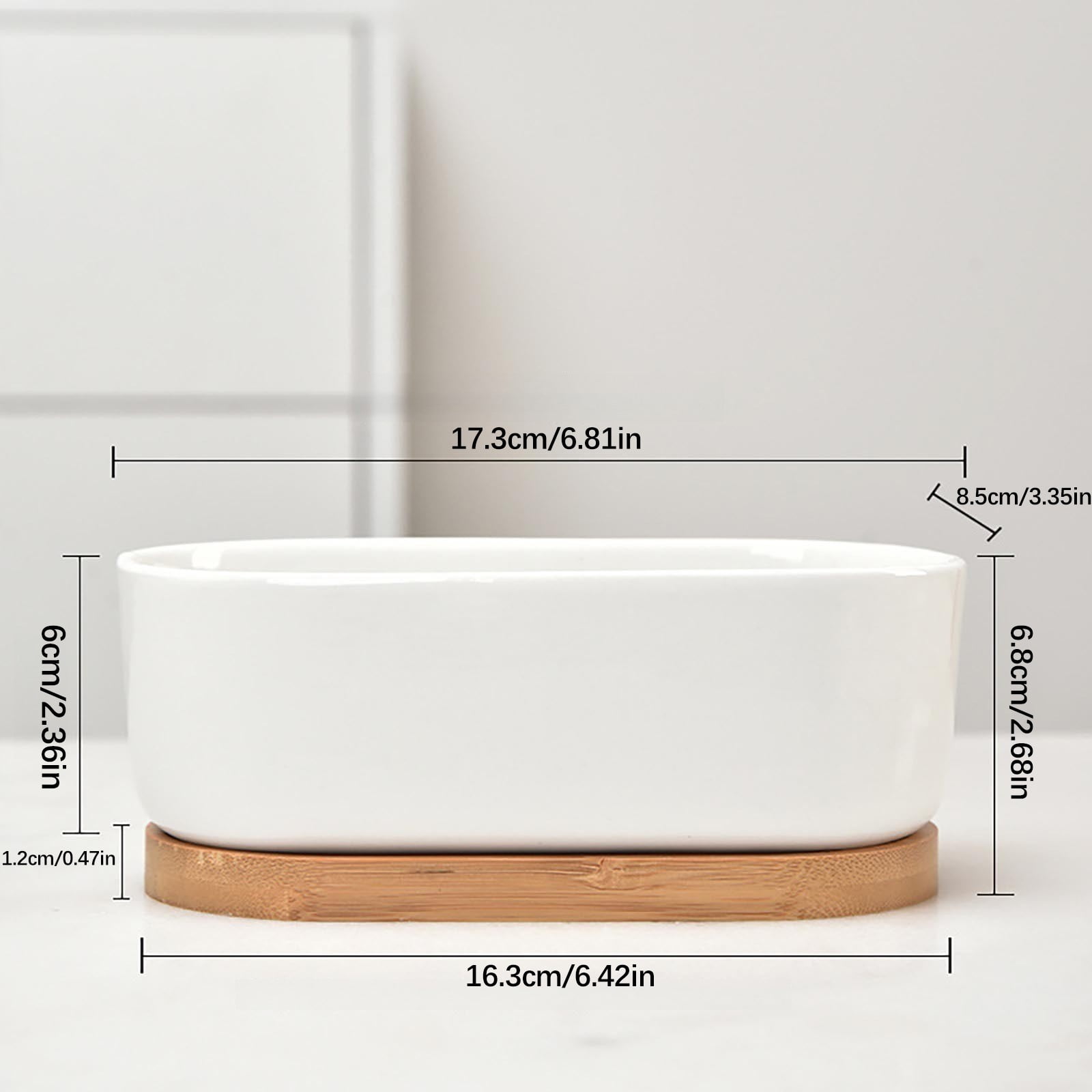 LYINGF Flower Pot Ceramic with Tray Border Small Flower Pot White Porcelain White Simple Rectangular Special Potm,Rectangular Succulent Planter Window Box
