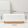 thumbnail image 3 of BMYJ White Ceramic Succulent Planter with Drainage Tray - Modern Rectangular Flower Pot for Cactus & Small Plants | 17x6cm Minimalist Home Office Desk Decor, 3 of 3